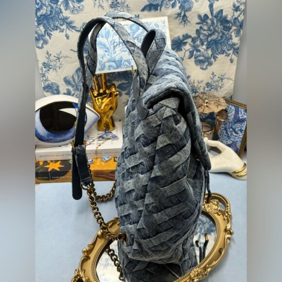🆕 KURT GEIGER LONDON 🧿 NWOT Denim Kensington Drawstring Backpack - Picture 4 of 16